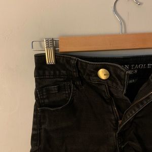 Black denim shorts
